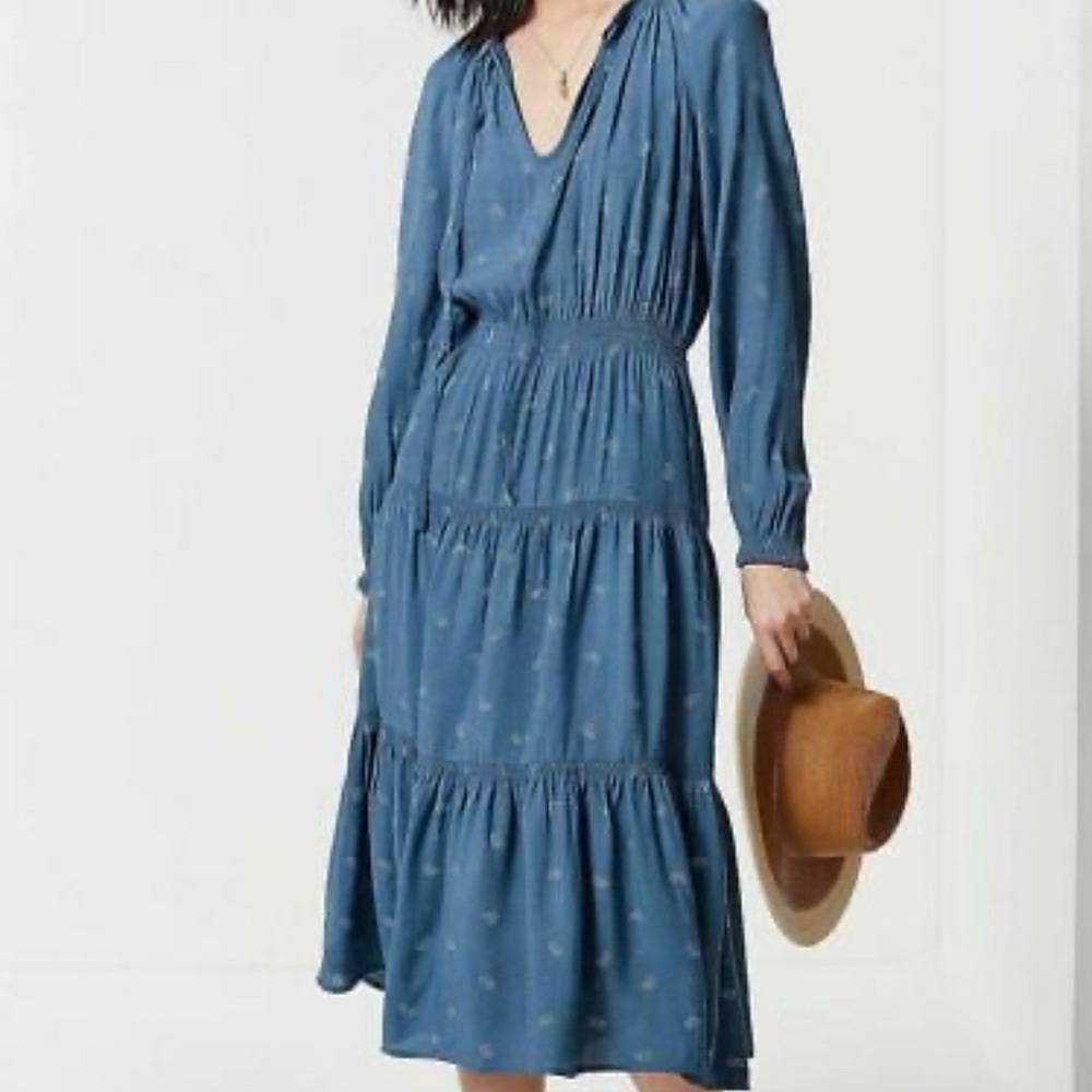 UP Blue Long Sleeve boho dress XS